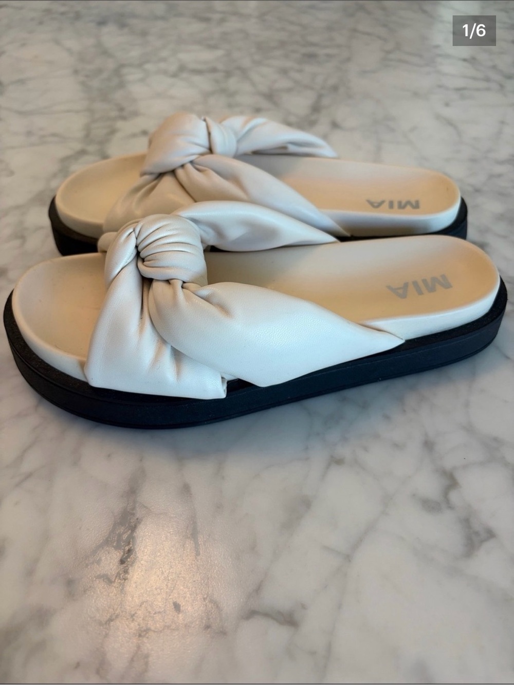 MIA Women’s Ivory Knot Slide Sandals